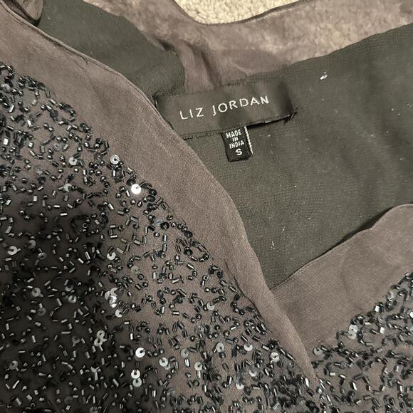 Silk beaded sequin statement top v neck formal size small Liz Jordan - Picture 8 of 8